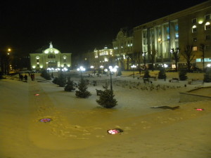 Тестральная площадь в Черновцах. Фото зимой